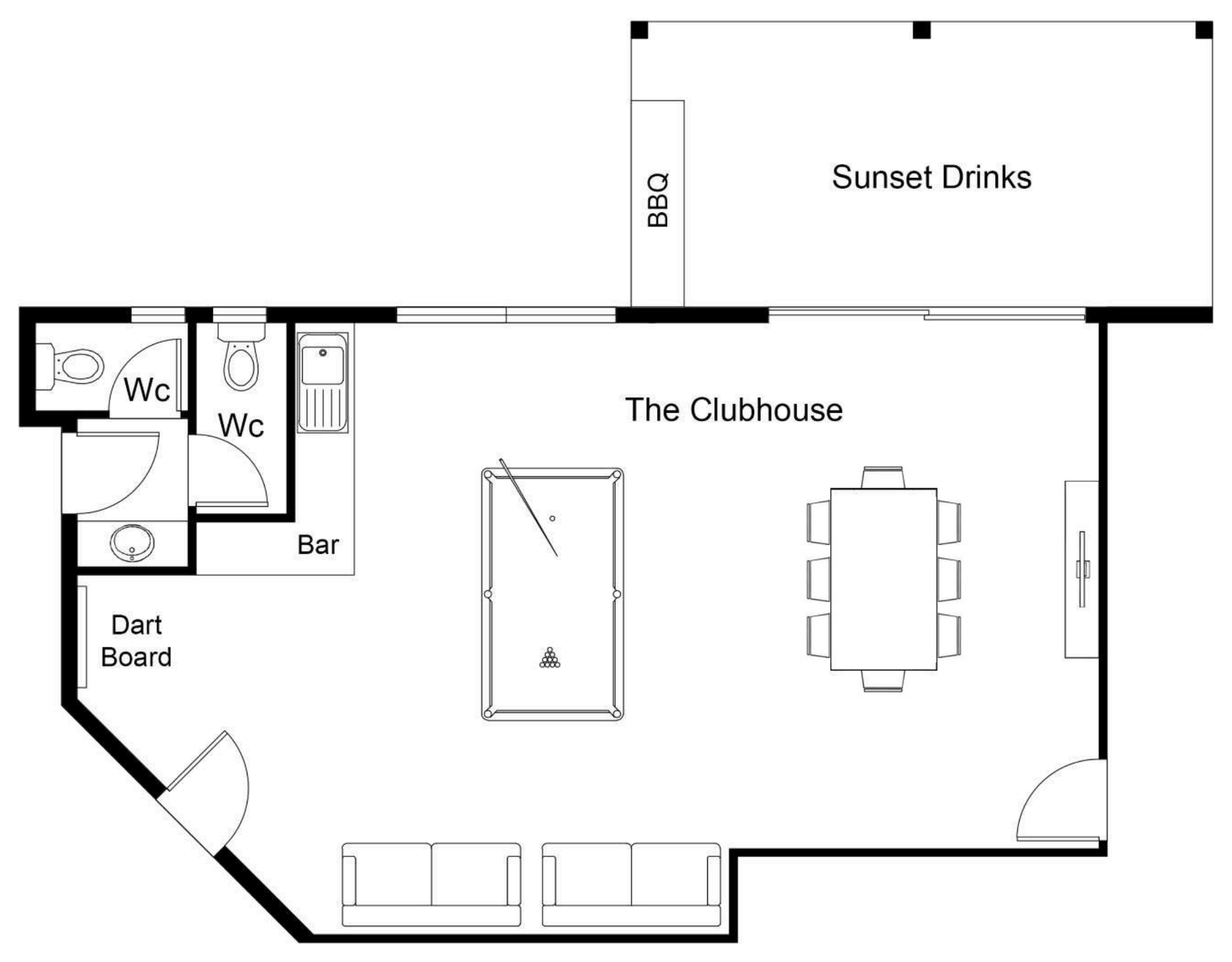 The Clubhouse boardroom floor plan