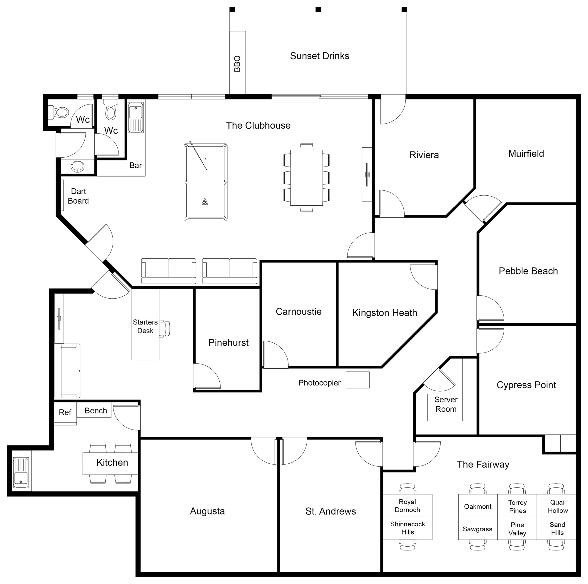 Holbrook House floor plan — the nine private offices